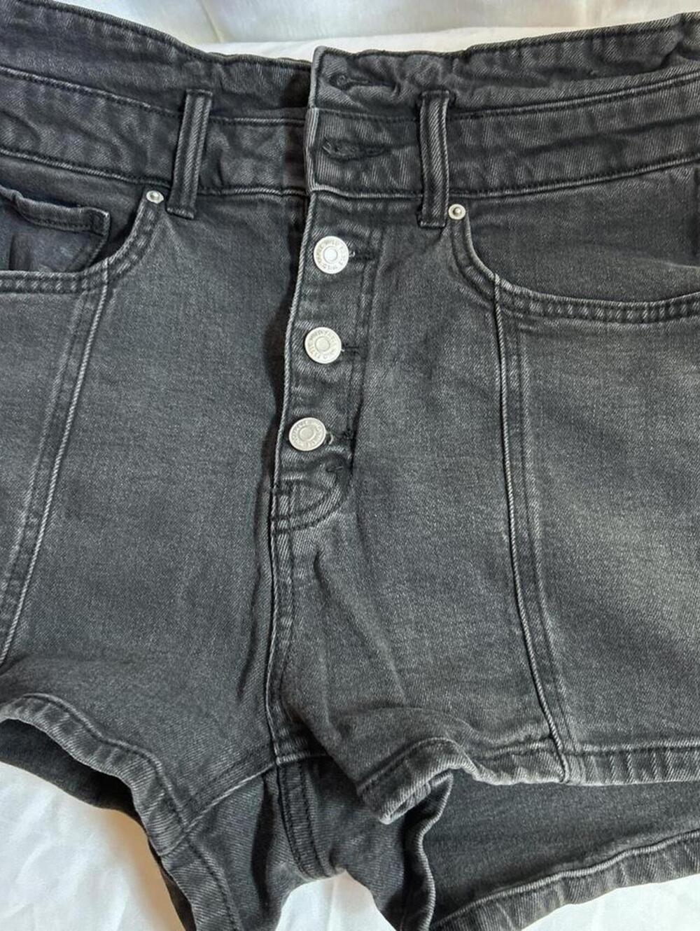 Womens Wild Fable Black Acid Wash Button Fly Denim Shorts 8